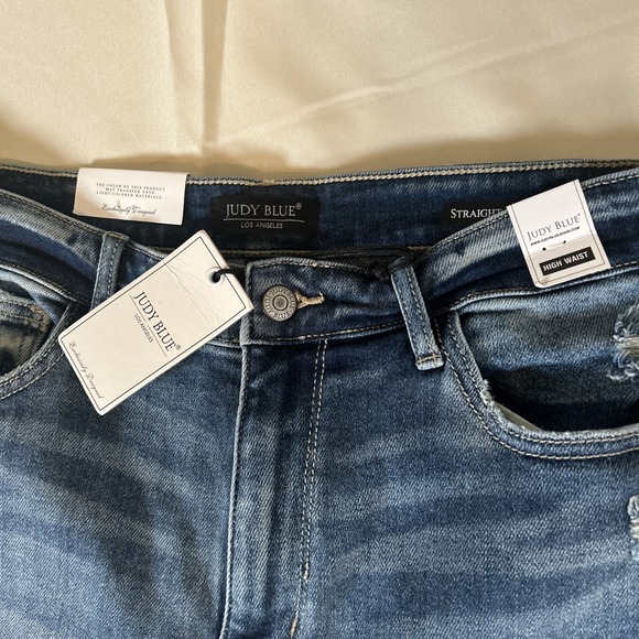 NEW Judy Blue Jeans WM Size 13, Stretch,High Waist,Straight Fit,Distressed Denim - Picture 7 of 11